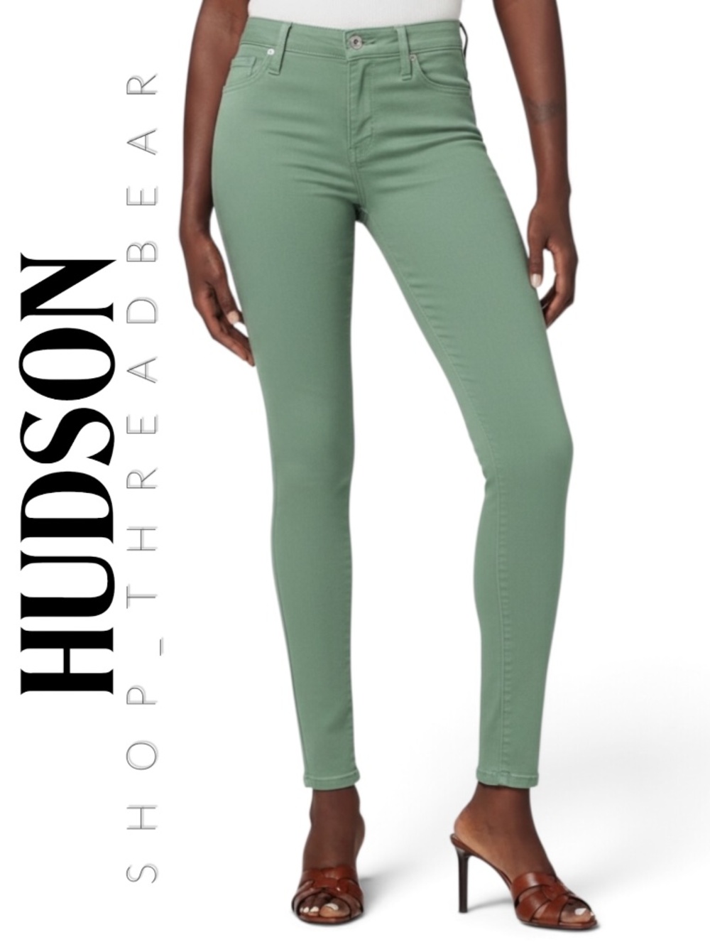 NWOT [Hudson] RARE! Stretchy Mid Rise Sage Green Nico Denim Skinny Jeans | 28